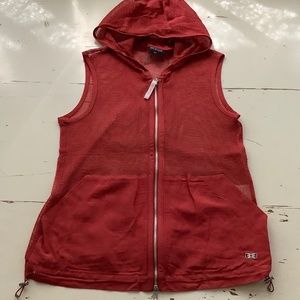 Mondi Sport Red Cotton Mesh beach coverup hoodie jacket SZ 34 4